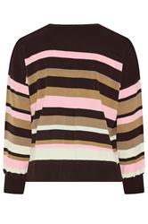LIMITED COLLECTION Plus Size Chocolate Brown Stripe Cardigan | Yours Clothing 2