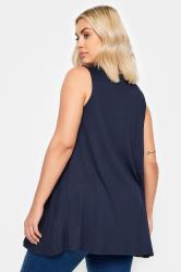 YOURS Plus Size Navy Blue V-Neck Swing Vest Top | Yours Clothing 2
