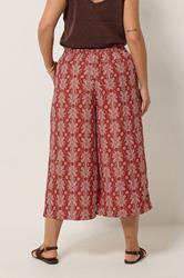 YOURS Plus Size Rust Orange Palm Tree Cropped Trousers | Yours Clothing 2