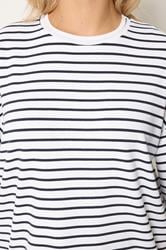 YOURS Plus Size White Stripe Ringer T-Shirt | Yours Clothing 4