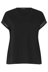 EVANS Zwart T-shirt met haakwerkbies