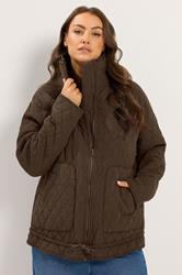 YOURS Plus Size Chocolate Brown Lightweight Quilted Jacket | Yours Clothing 3