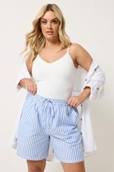 YOURS Plus Size Blue Stripe Shorts | Yours Clothing 3