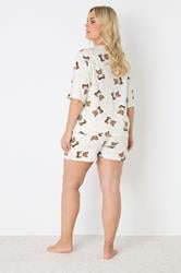 YOURS Plus Size Ivory White Teddy Short Pyjama Set | Yours Clothing 4