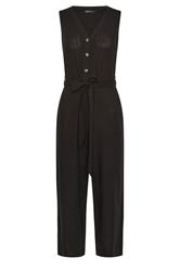 M&Co Petite Black Tie Waist Linen Jumpsuit | M&Co 5