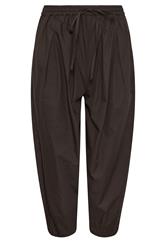 PixieGirl Petite Chocolate Brown Poplin Cotton Barrel Leg Trousers