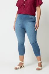 YOURS Plus Size Mid Blue Cropped JENNY Jeggings | Yours Clothing  3