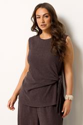 YOURS Plus Size Chocolate Brown Side Knot Vest Top | Yours Clothing 3