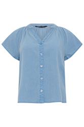 M&Co Petite Light Blue Button Front Blouse | M&Co 5
