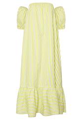 PixieGirl Petite Women's Lime Green Stripe Bardot Cotton Maxi Dress | PixieGirl 7