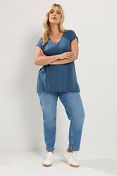 YOURS Plus Size Denim Blue Basic T-Shirt | Yours Clothing 2