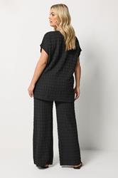 Yours Plus Size Black Set Bubble Textured Top & Trousers | Yours Clothing 2