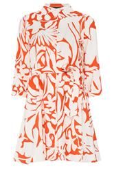 M&Co Tunique ceinturée à motif floral abstrait blanc et orange