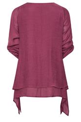 EVANS Plus Size Berry Red Double Layer Blouse | Evans 2