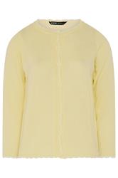 YOURS Curve Yellow Scallop Edge Cardigan