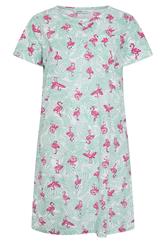 YOURS Plus Size Green Flamingo Placket Nightdress | Yours Clothing 5