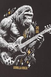 D555 Big & Tall Washed Black Gorilla Guitar Print T-Shirt | BadRhino 5