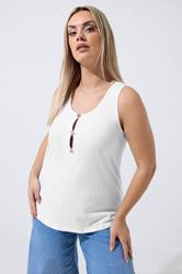 LIMITED COLLECTION Plus Size White Shell Button Vest Top | Yours Clothing 3