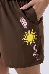 LIMITED COLLECTION Plus Size Brown Celestial Print Shorts | Yours Clothing 4