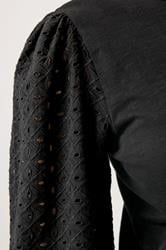 M&Co Black Broderie Cotton Puff Sleeve Top | M&Co 4