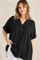 EVANS Plus Size Black Short Sleeve Utility Blouse | Evans  1