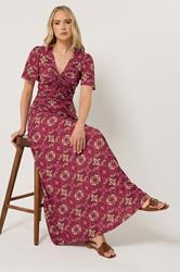 LTS Tall Women's Red Tile Print Twist Front Maxi Dress | Long Tall Sally 3
