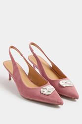LTS Pink Hammered Slingback Heels In Standard Fit