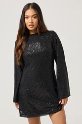 PixieGirl Petite Women's Black Sequin Velvet Bow Midi Dress | PixieGirl 4