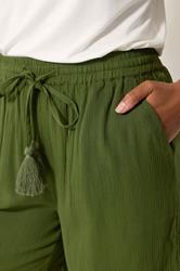 M&Co Khaki Green Crinkle Shorts | M&Co 4