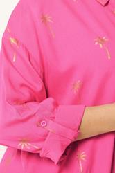 YOURS Plus Size Pink & Gold Palm Tree Shirt Dress | Yours Clothing 4