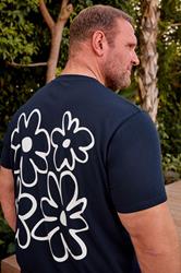 BadRhino Big & Tall Navy Blue Flower Graphic T-Shirt | BadRhino 3