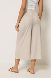 M&Co Petite Neutral Brown Stripe Wide Leg Culottes | M&Co 2