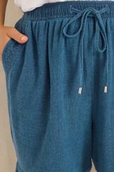 EVANS Plus Size Blue Linen Shorts | Evans 5