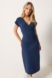 M&Co Navy Blue Midi Wrap Dress | M&Co 1