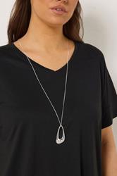 Silver Tone Long Diamante Pendant Necklace | Yours Clothing 1
