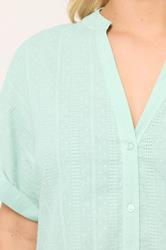 YOURS Plus Size Green Dobby Textured Blouse | Yours Clothing 4