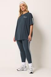 YOURS ACTIVE Plus Size Navy Blue 'The Motivation Club' T-Shirt | Yours Clothing 2