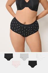 YOURSET 5 PACK Plus Size Pink & Grey Heart Full Briefs | Yours Clothing 1
