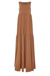 LTS Tall Mocha Brown Tiered Cotton Maxi Dress