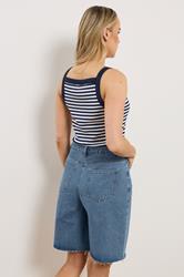 LTS Tall Women's Mid Blue Denim Bermuda Cotton Shorts | Long Tall Sally 4