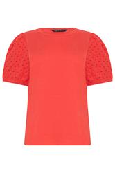 M&Co Cotton Broderie Cotton Puff Sleeve Top