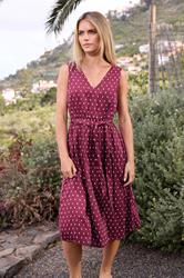 M&Co Petite Berry Purple Dobby Tie Waist Midi Dress | M&Co 3