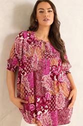 EVANS Plus Size Orange Paisley Pintuck Top | Evans 3