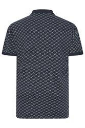 D555 Big & Tall Navy Blue Jacquard Polo Shirt | BadRhino 4