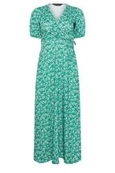 M&Co Petite Green Ditsy Floral Print Maxi Wrap Dress