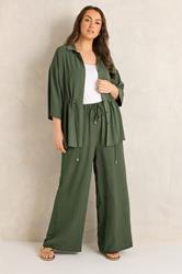 EVANS Plus Size Khaki Green Collared Shacket | Evans  2