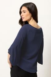 M&Co Navy Blue Long Angel Sleeve Blouse | M&Co 2