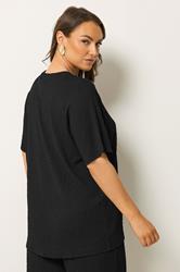 YOURS Plus Size Black Button Detail Bubble Texture Top | Yours Clothing 2
