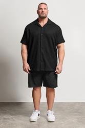 BadRhino Big & Tall Black Textured Revere Shirt | BadRhino 2