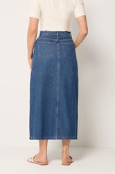 LTS Tall Women's Mid Blue Button Denim Maxi Skirt | Long Tall Sally 4